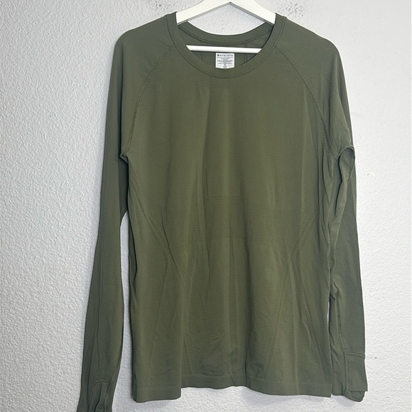 Athleta Nylon Olive Green Women’s Long Sleeve Stretch Top Size XLarge - Picture 1 of 11